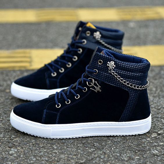 Fashionable Lace Up High-Top Canvas Casual Shoes