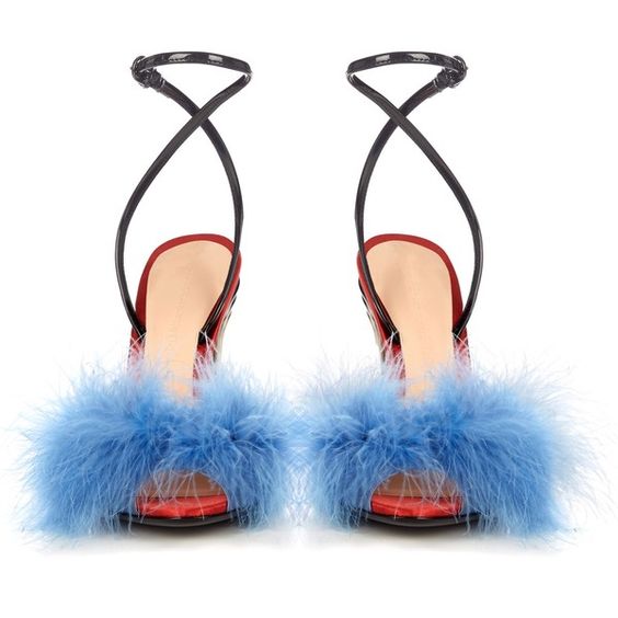 Marco De Vincenzo Feather-embellished mid-heel sandals