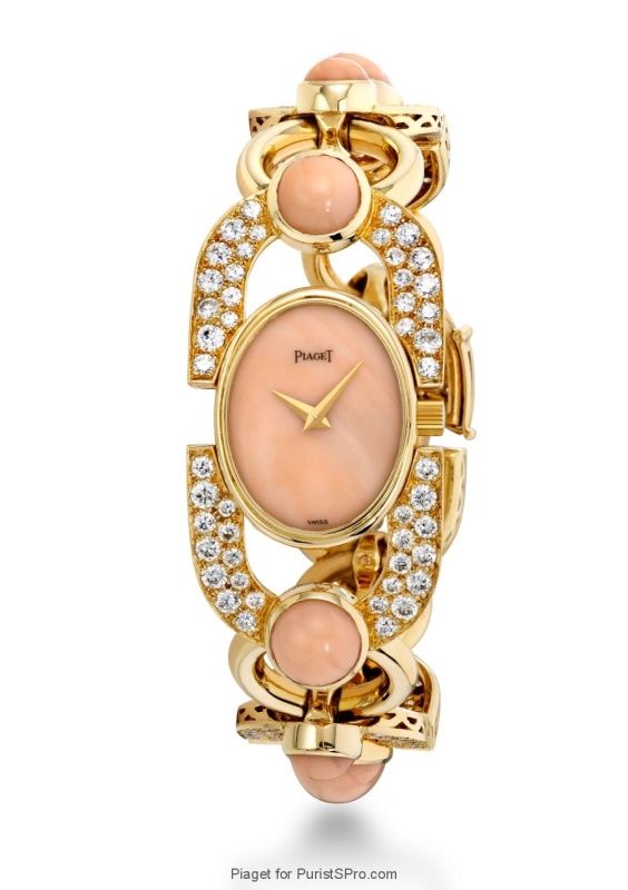 Piaget Jewelry watch with coral and diamonds