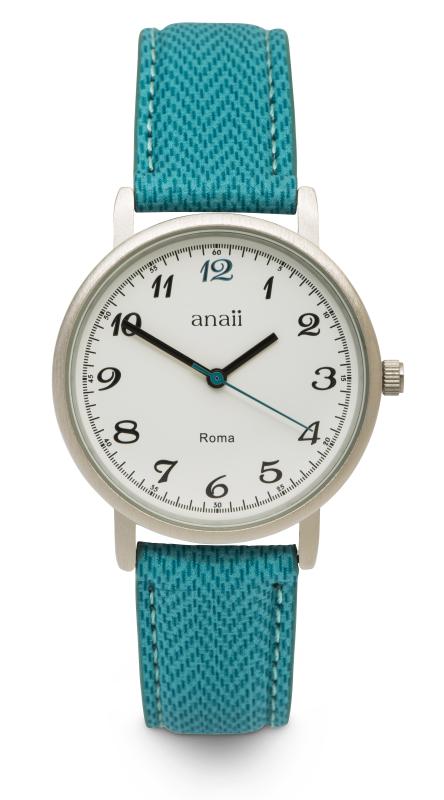 Roma Ladies Watch with Patterned Sky Blue Strap by Anaii Pink