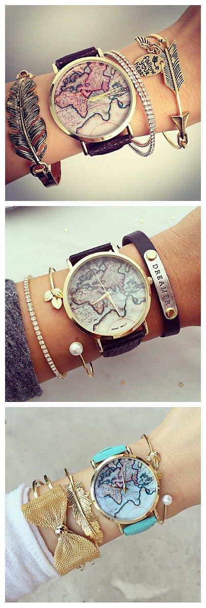 Unisex World Map Style Watch