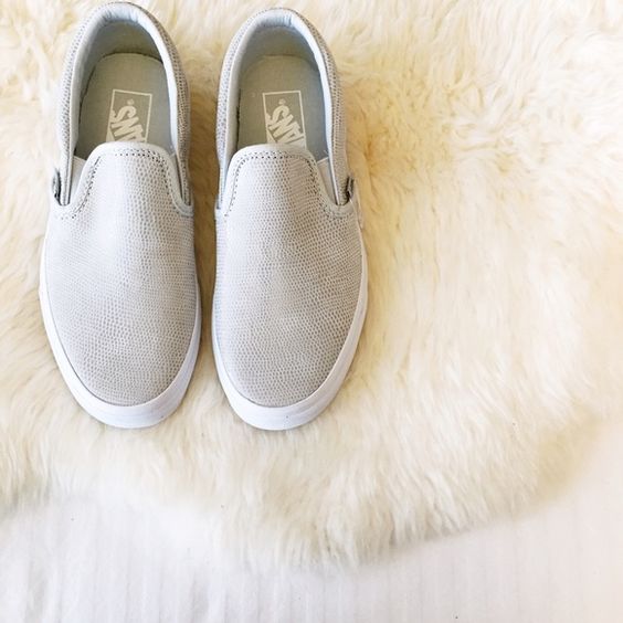 Vans Glacier Grey Leather Slip Ons