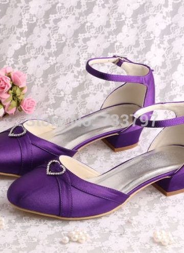 Wedopus Brand Women Sandal Purple Satin Low Heel Closed Toe Shoes