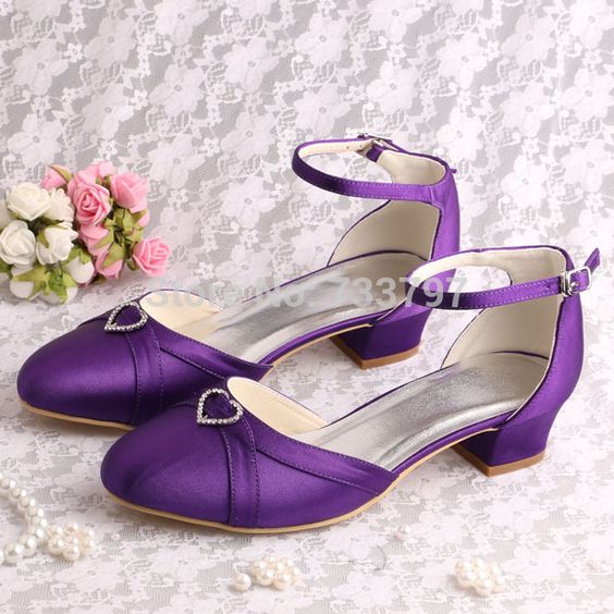 Wedopus Brand Women Sandal Purple Satin Low Heel Closed Toe Shoes