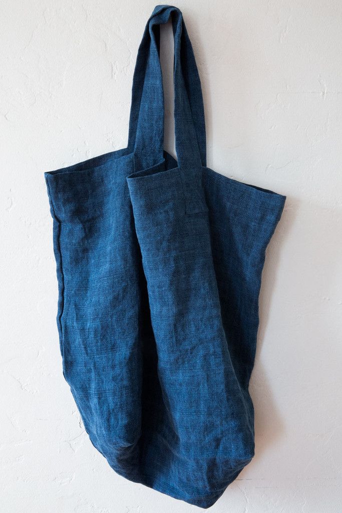 indigo linen bag