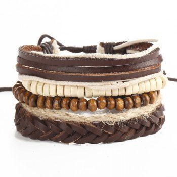 Beaded Faux Leather Layered Bracelets