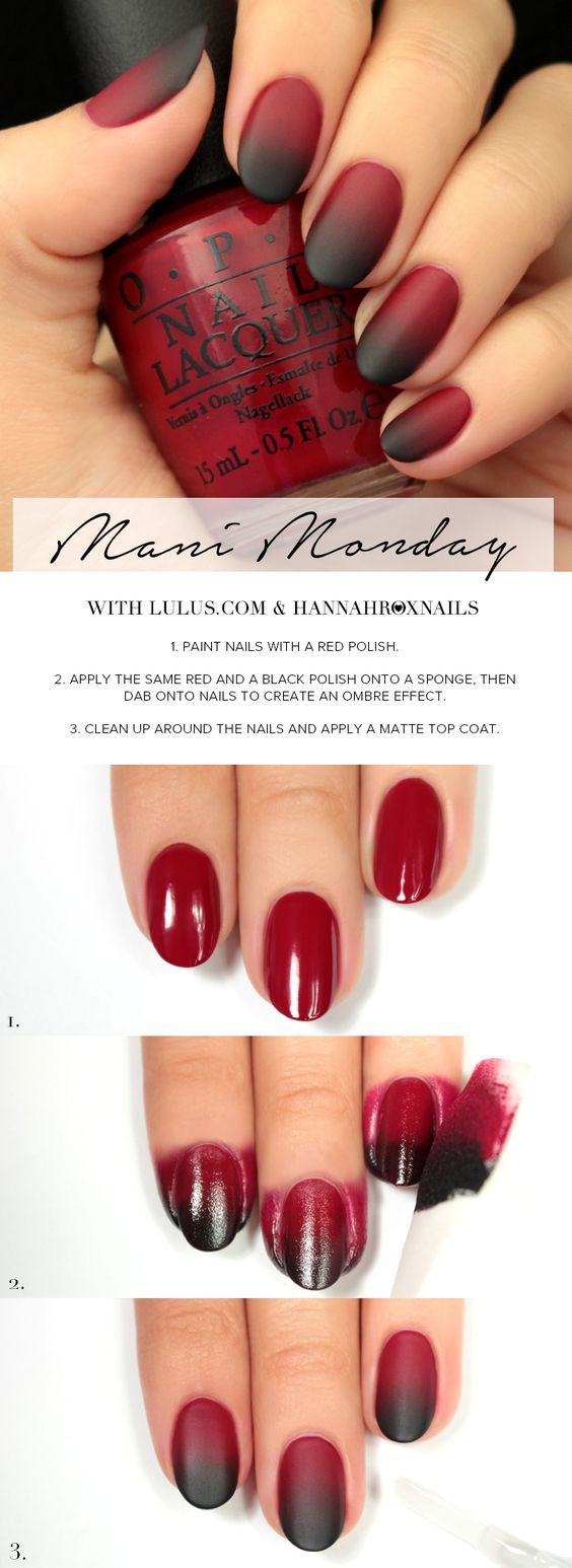 Black and red gothic ombre nail art tutorials