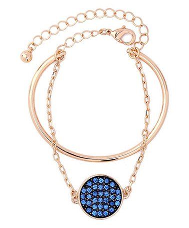 Blue Crystal & Goldtone Layered Bracelet