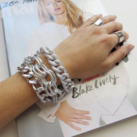 Chunky Silver Stacking Chain Bracelets