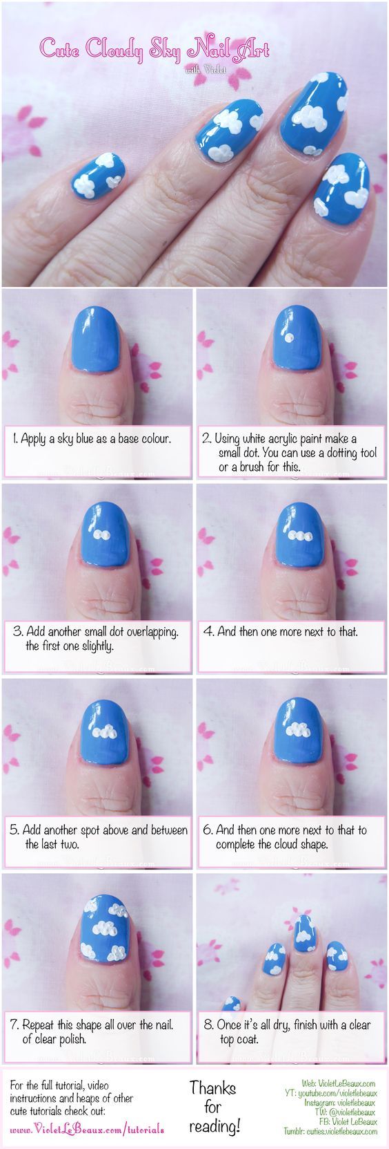 Cloudy skies nail art tutorials