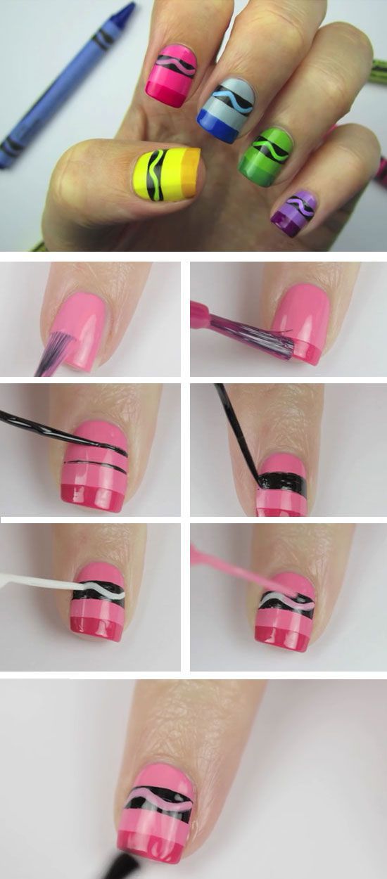 Crayon nail art tutorials