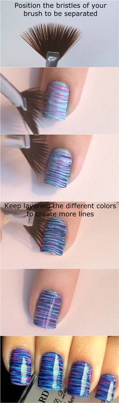 Fan brush striped nails