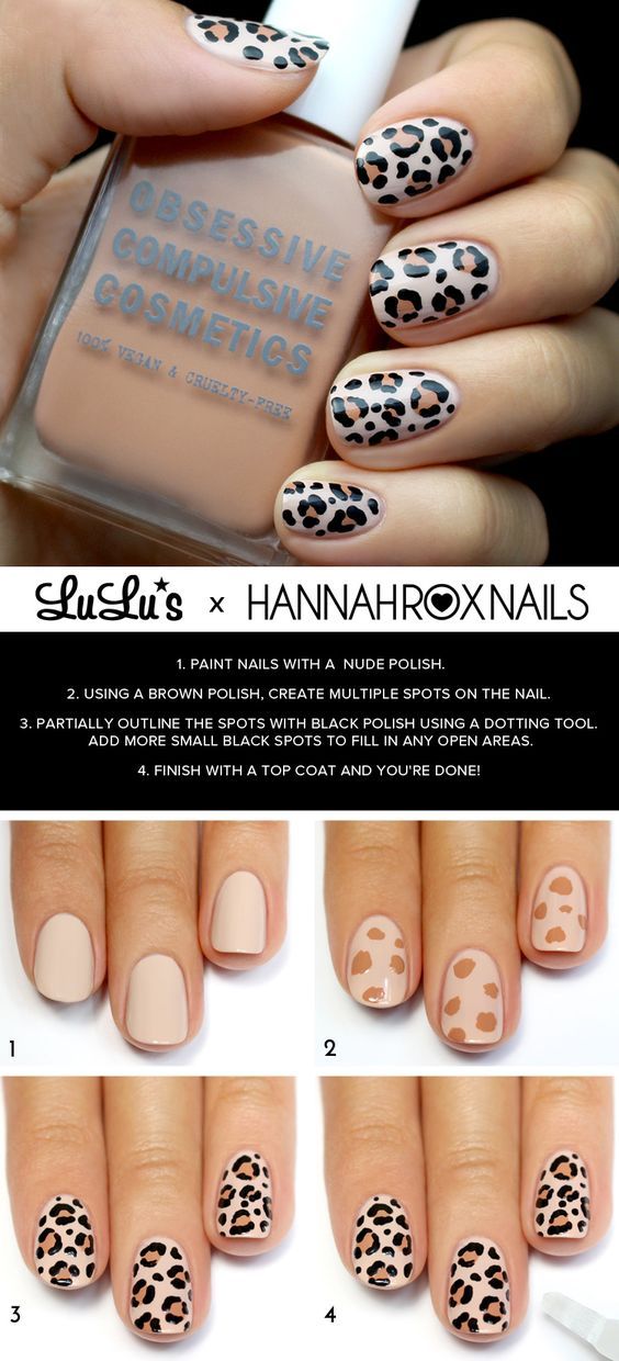 Leopard print nail art tutorials