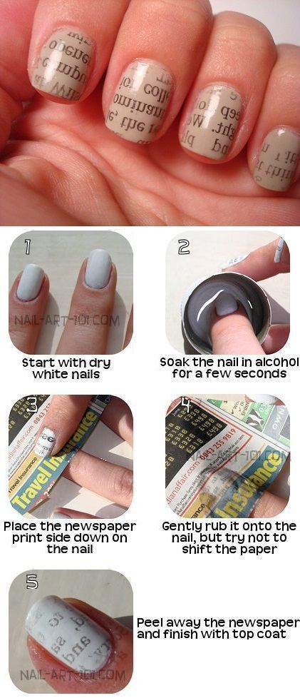 Newspaper nail art tutorials