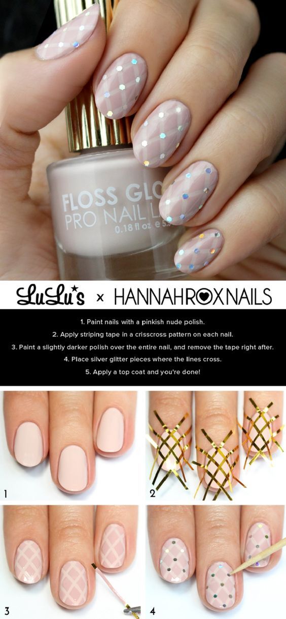 Nude quilted nail art tutorials
