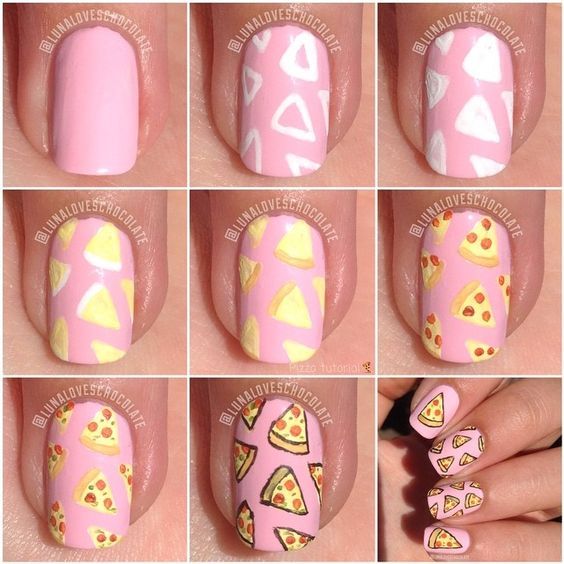 Pizza nail art tutorials