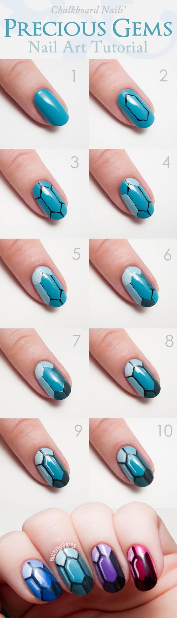 Precious gems nail art tutorials