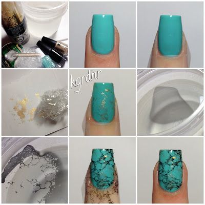 Turquoise stone nail art tutorials