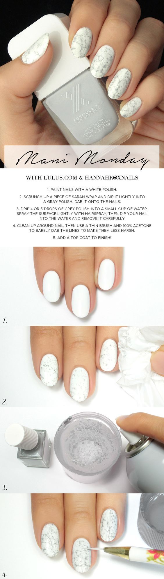 White marbled nail art tutorials