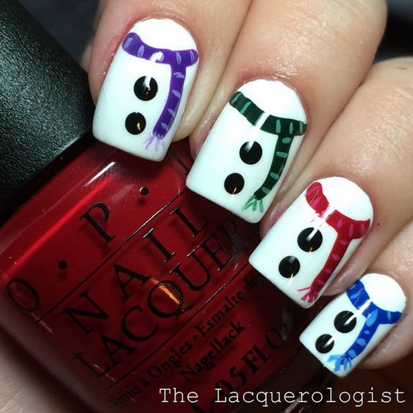 #Christmas #Nail #Art Adorable Snowmen Nail Design