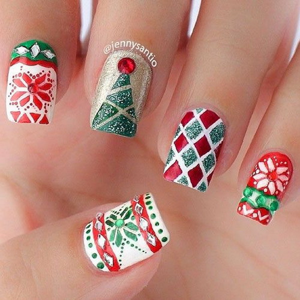 #Christmas #Nail #Art Colorful Christmas Nail Art Design