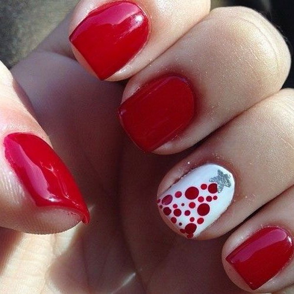 #Christmas #Nail #Art Dotted Christmas Tree Nail Art Designs