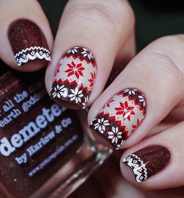 #Christmas #Nail #Art Knitted Patterns Holiday Nails