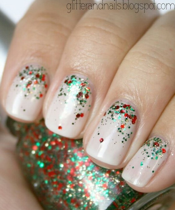 #Christmas #Nail #Art Sequins Nail Art Design In Christmas Colors