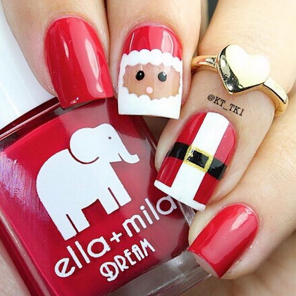 #Christmas #Nail #Art Simple Santa Christmas Nail Art Design