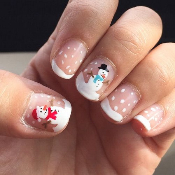 #Christmas #Nail #Art Snowman Nail Art Design