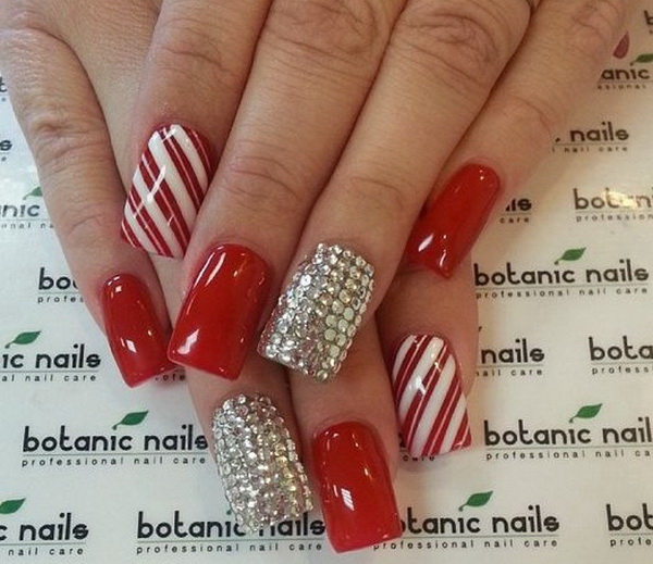 #Christmas #Nail #Art Strips Christmas Nail Art Design