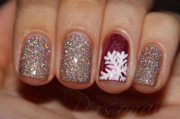 #Christmas #Nail #Art Winter Sparkle Christmas Nail Art Design