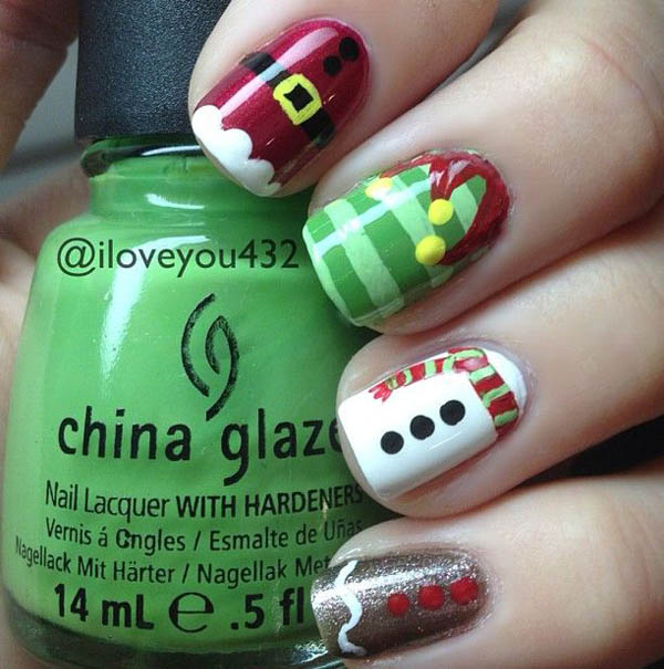 Christmas Characters Nail Art