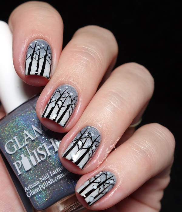 Frozen Forest Winter Nail Art