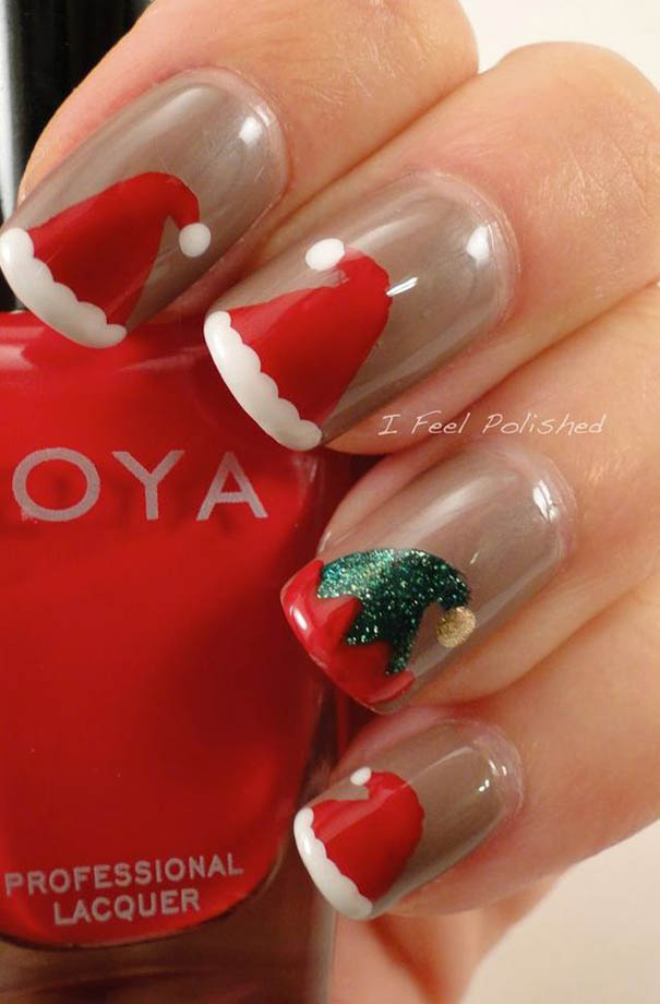 Santa Hat Christmas Nail Art