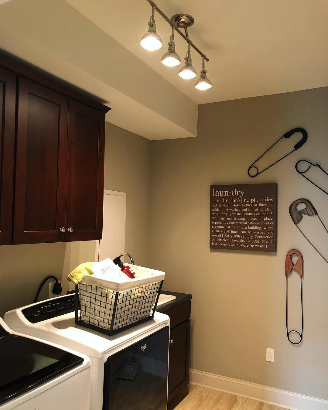 New light fixture for a quick laundry room facelift