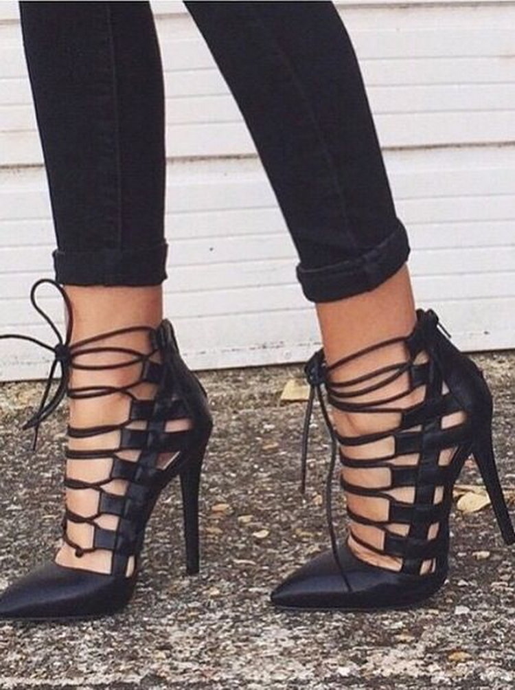 Black Lace Up Heels