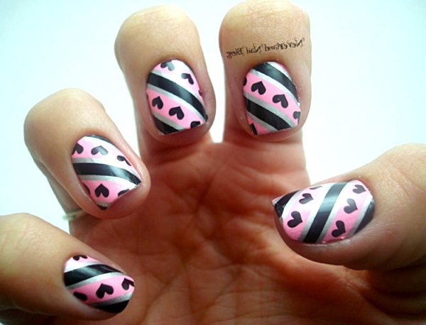 Black and Pink Nail Design