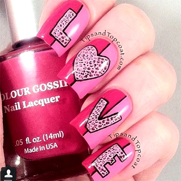 LOVE Valentines Day Nail Designs