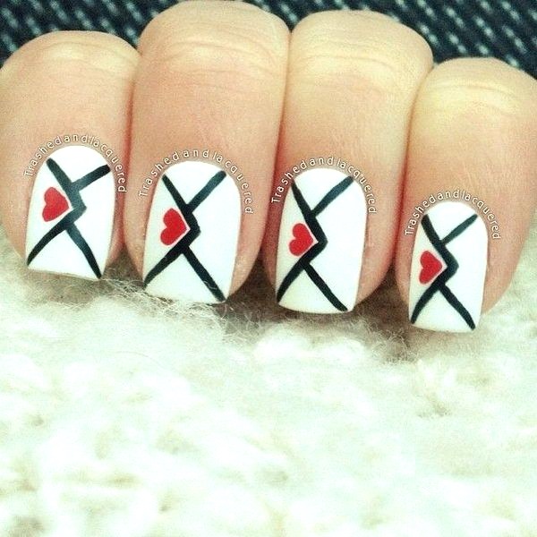 Love Letter Valentines Nail Design