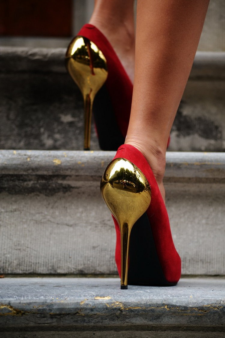 Red and Gold Heels