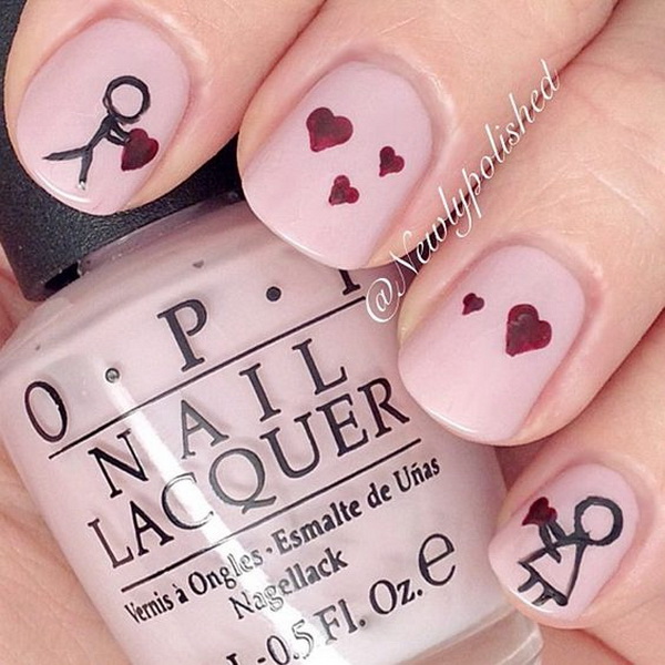 Romantic and Lovely Nail Art Design For Valentine's Day