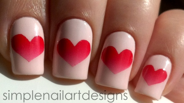 Simple Valentines Heart Nail Designs