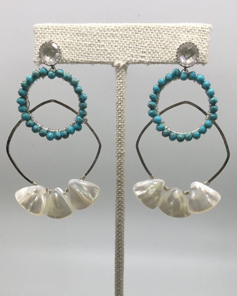 Pearl and Magnesite Earrings