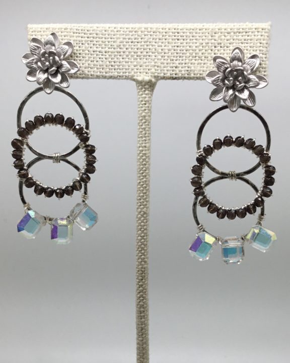 Quartz and Crystal Loop Earrings