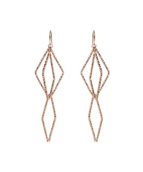 Rose Goldtone Structured Hook Drop Earrings