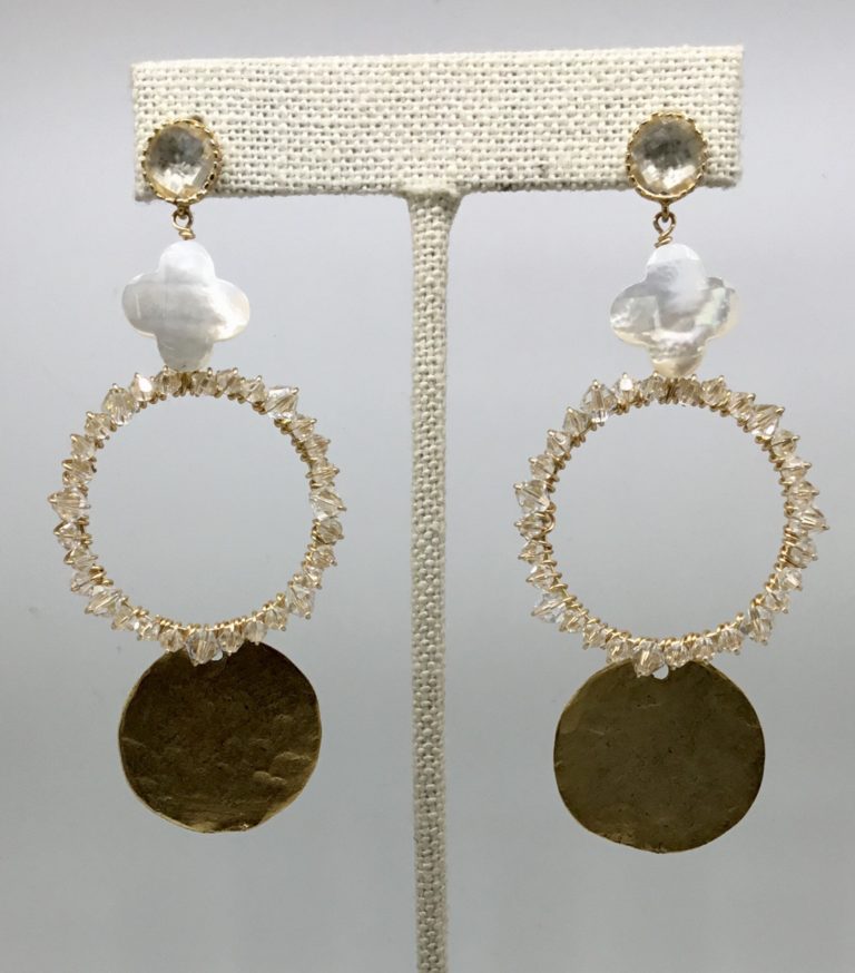 Swarovski Crystal and Pearl Disk Earrings