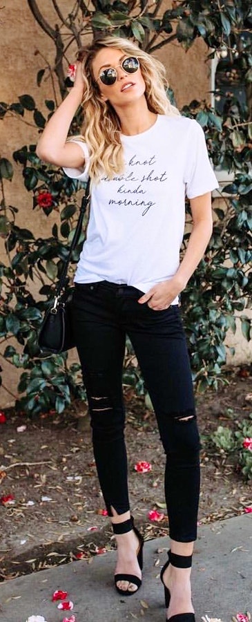 plain white shirt and black pants