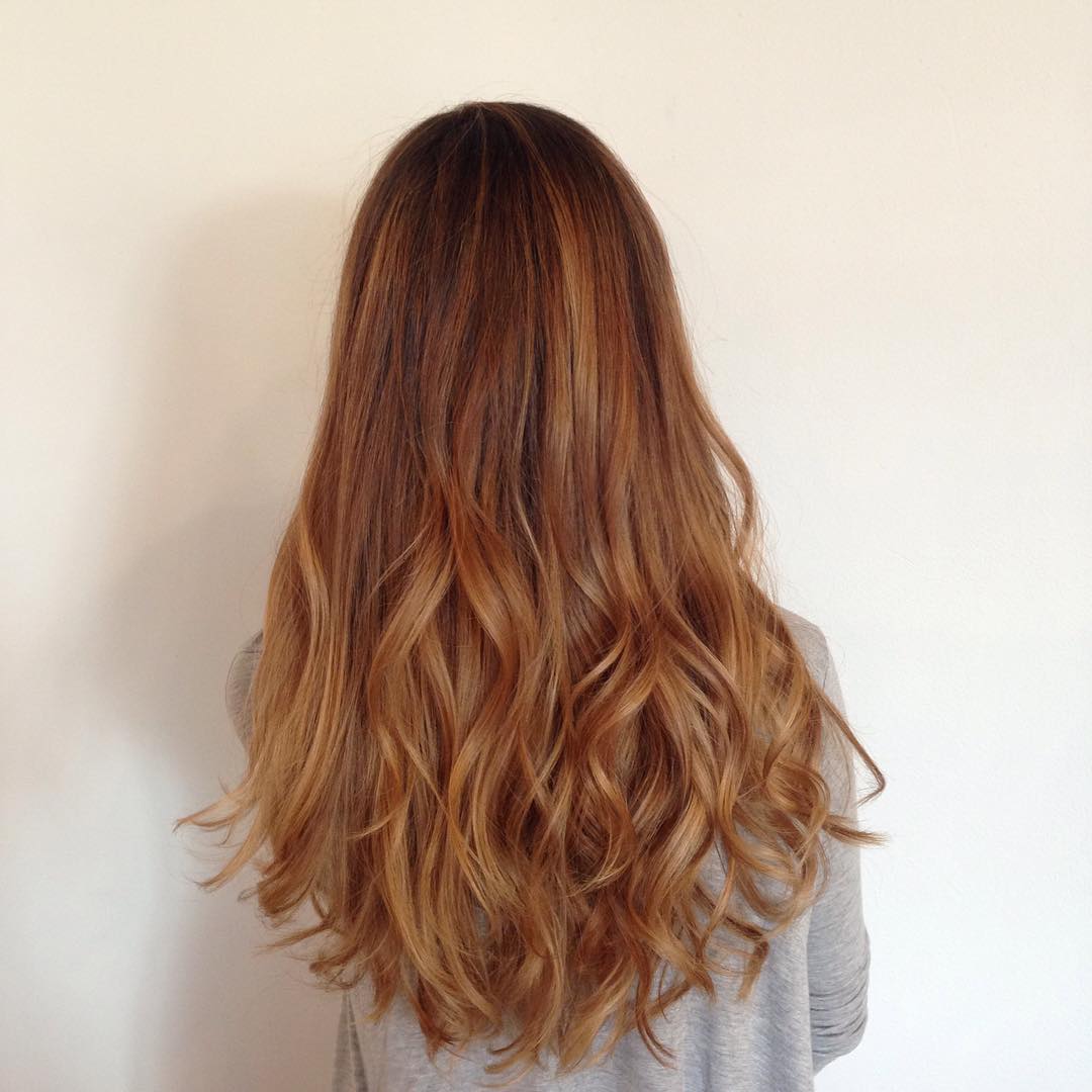 Balayage highlights and a long layered haircut