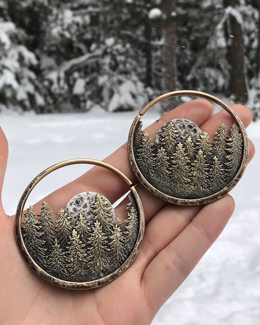 Full Moon Pine Forest earrings
